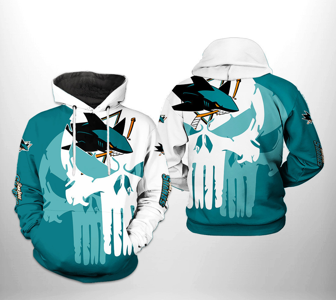 San Jose Sharks Team Skull 3D All Over Print Hoodie & Zip Hoodie
