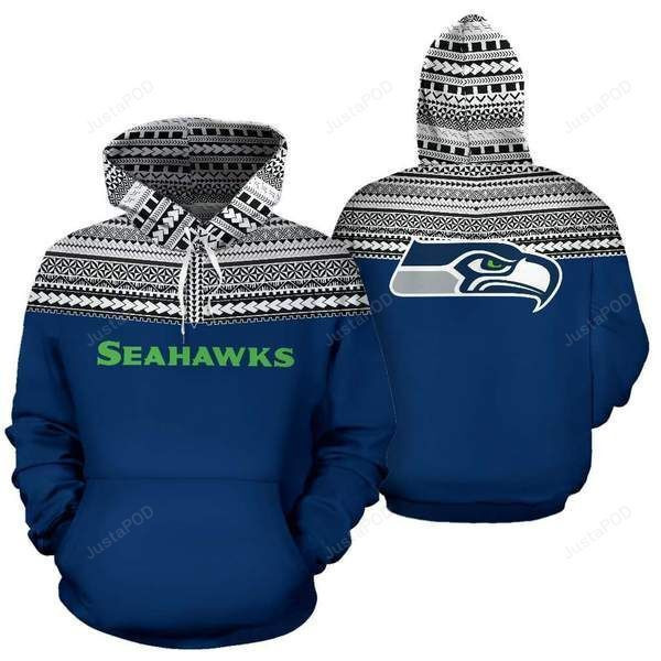 Seattle Seahawks Ncaa Football Maori Tattoo Blue V2 3D All Over Print Hoodie & Zip Hoodie