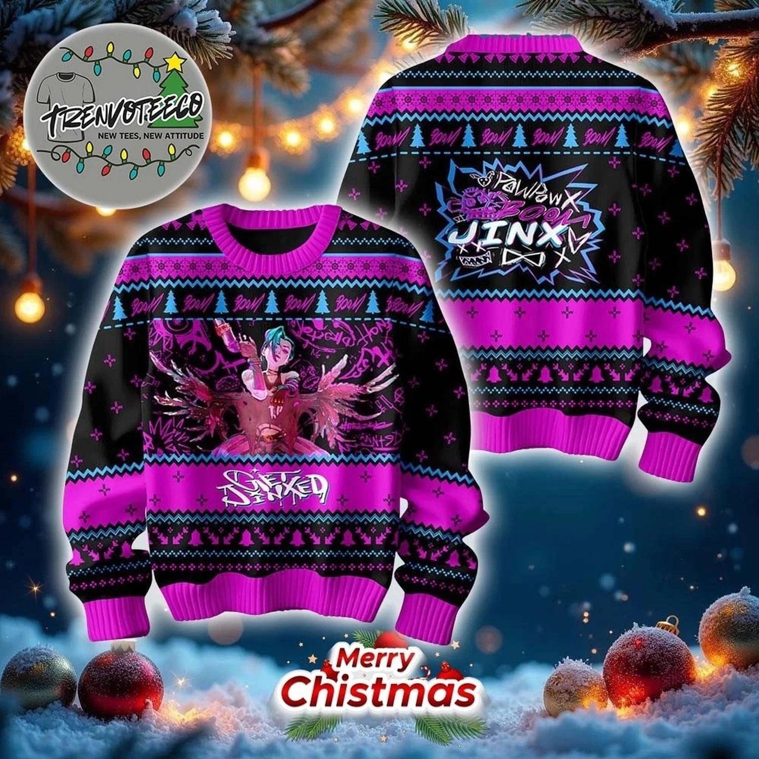 League Of Legend Arcane Jinx Powder Powpow Boom Ugly Christmas Sweater
