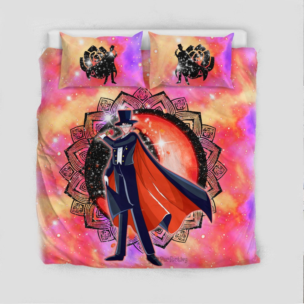 Sailor Moon Bedding Set Tuxedo Mask Henna Flower Pattern Duvet Covers