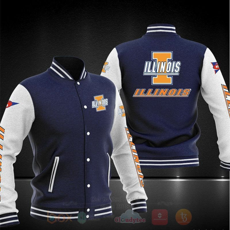 Illinois Fighting Illini Navy Blue Baseball Jacket