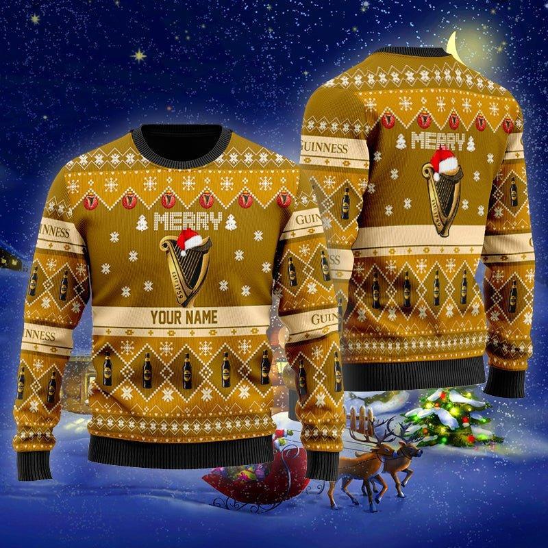 Personalized Guinness Merry Ugly Christmas Sweater