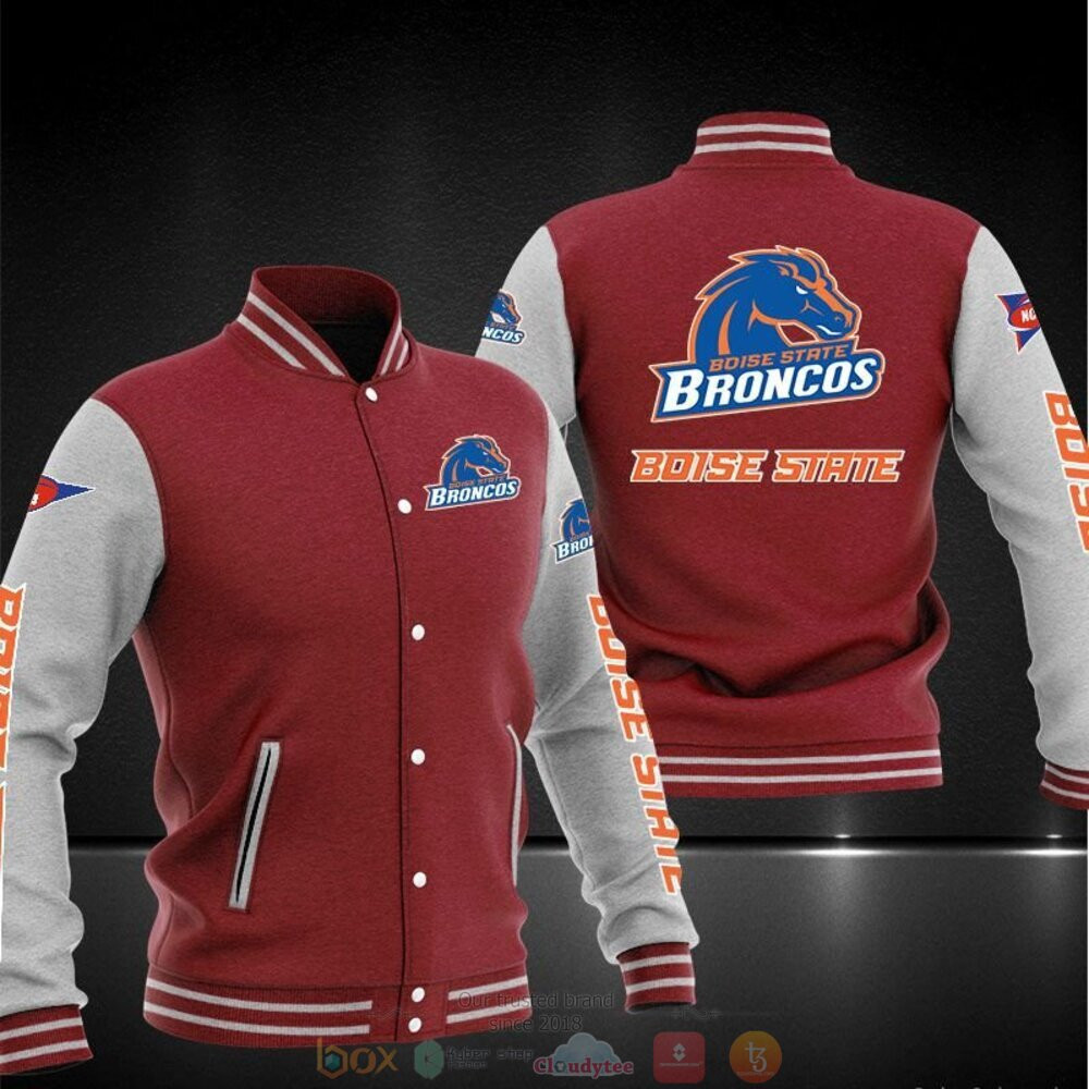Boise State Broncos Red Grey Baseball Jacket