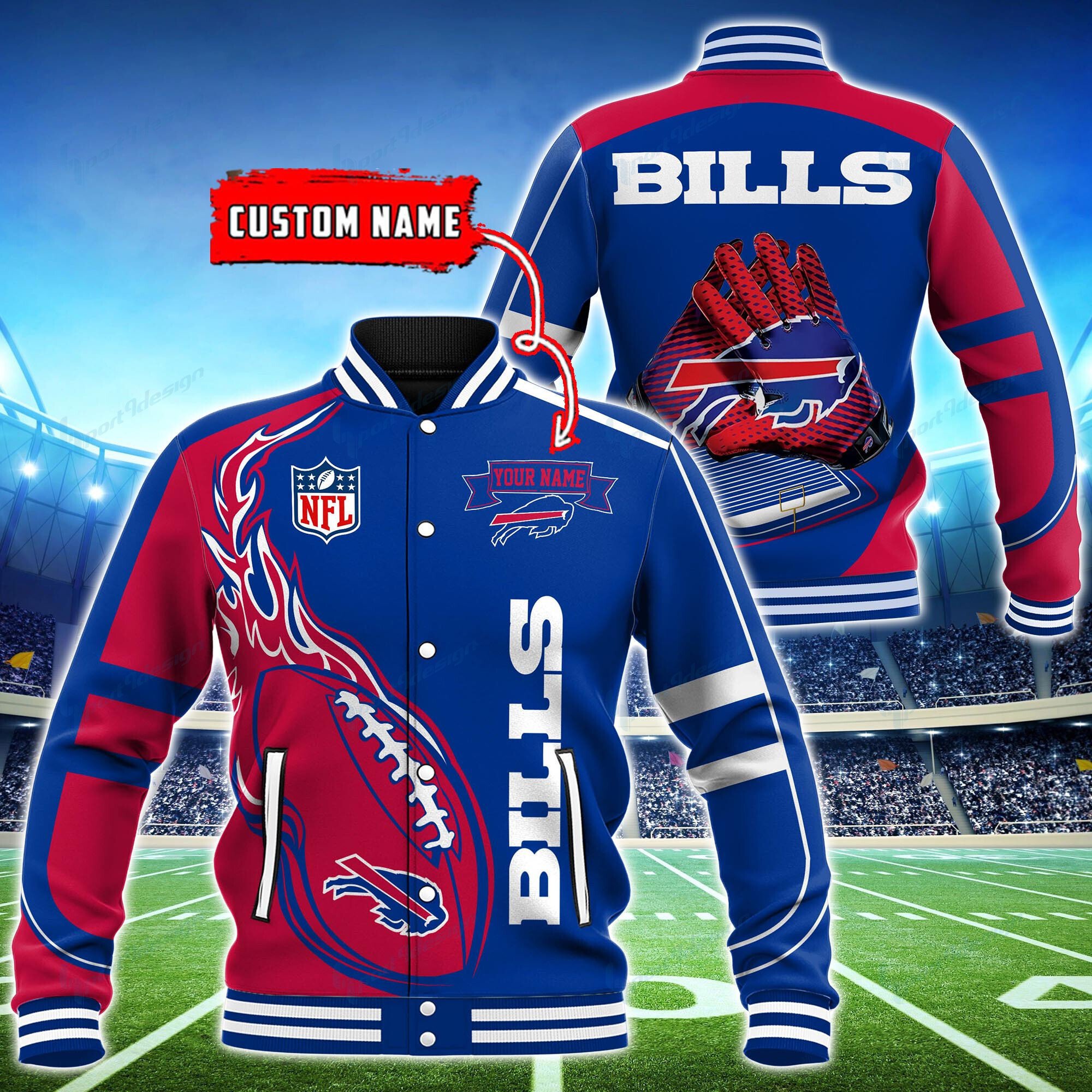 Buffalo Bills Personalized Baseball Jacket BG04