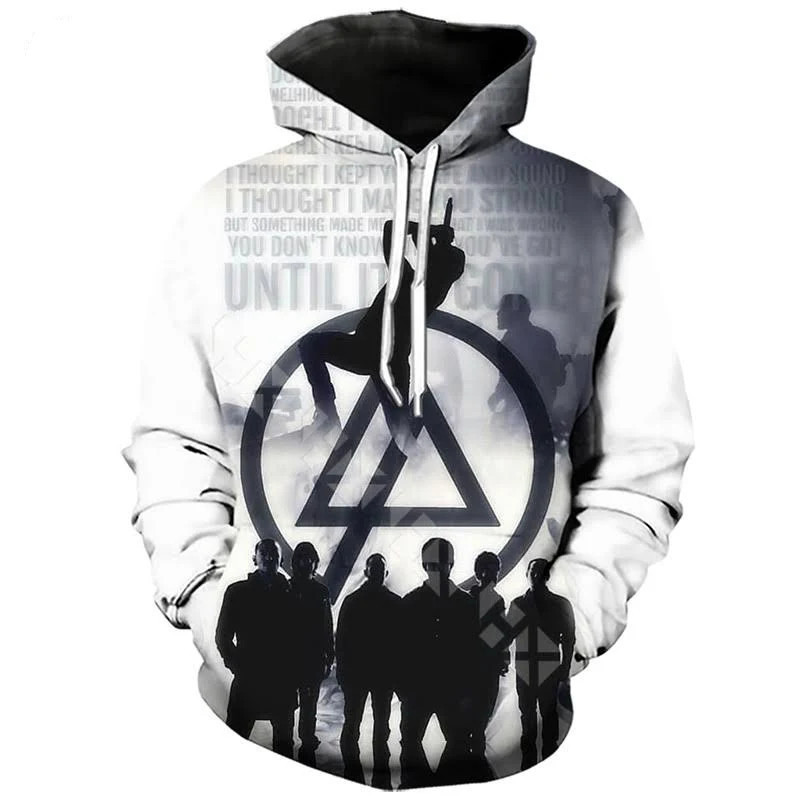 3d Hooded Sweatshirt Hip Hop Tops White Tracksuit Streetwear Loose Thin Clothes New Print Hoodie Rock Band Linkin Park