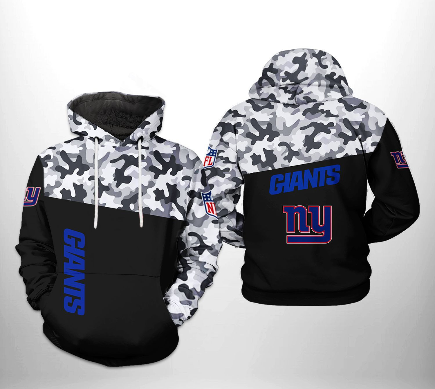 New York Giants Camo Veteran Team 3D All Over Print Hoodie & Zip Hoodie