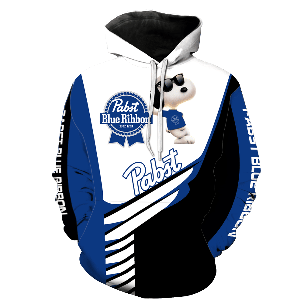 Snoopy The Peanuts Fan Gift, Pabst Blue Ribbon With Cool Snoopy Aop Hoodie, Zip Hoodie