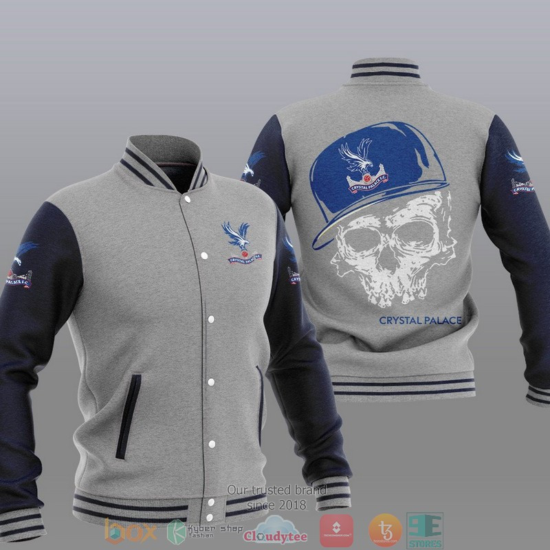 Crystal Palace FC Grey Skull Baseball Jacket