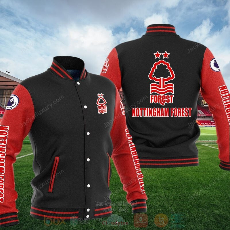 Nottingham Forest FC Black Red Baseball Jacket