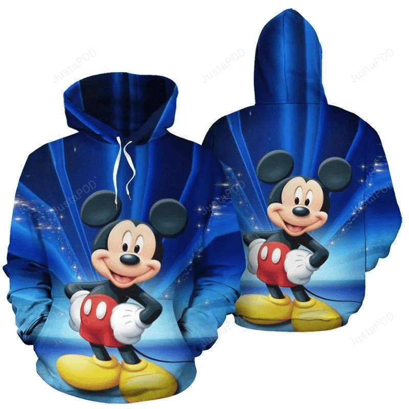 Mickey Blue 3d All Over Print Hoodie, Zip-up Hoodie