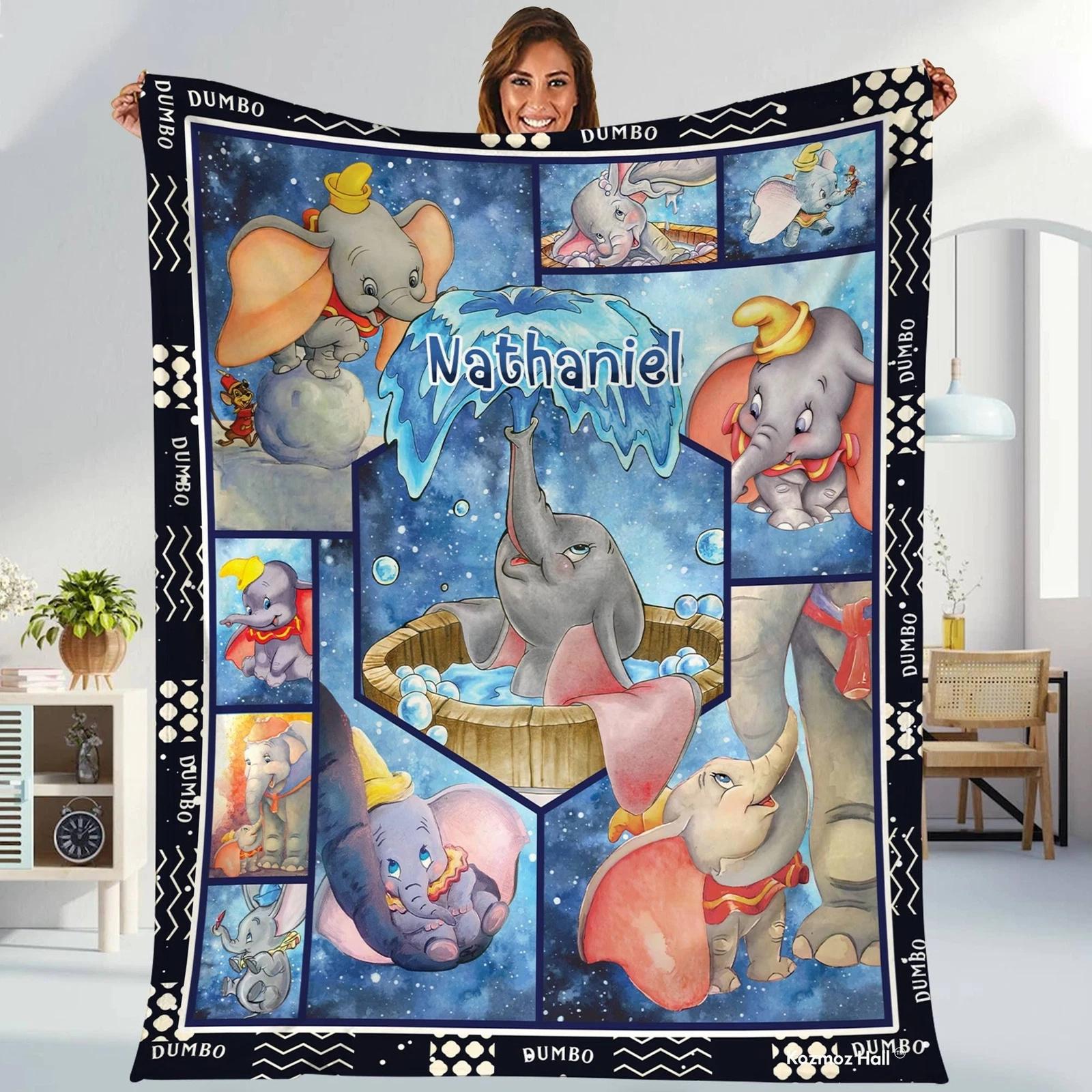 Personalized Elephant Dumbo Fleece Sherpa Blanket