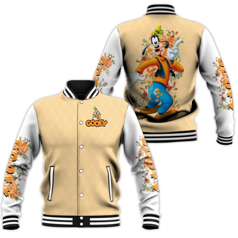 Goofy With Flower Baseball Jacket