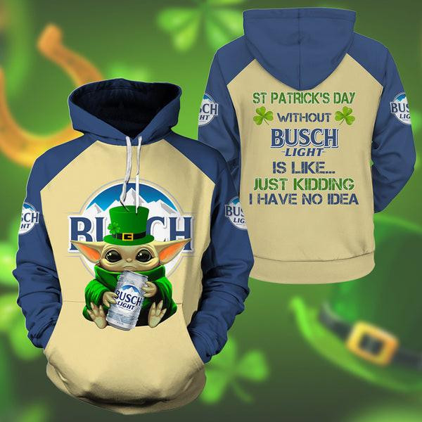 Yoda Busch Light St Patrick Day Hoodie, Gift For Fan 3d All Over Print Shirt Hoodie