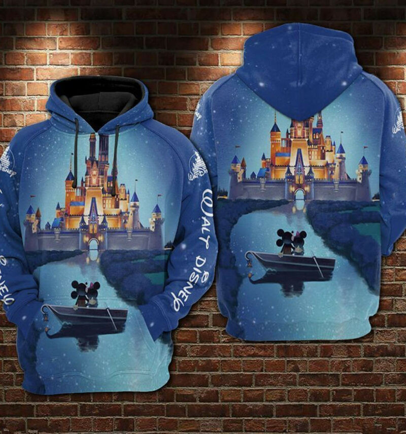 Minnie And Mickey Mouse On The River By The Castle 3d Hoodie Zip Hoodie
