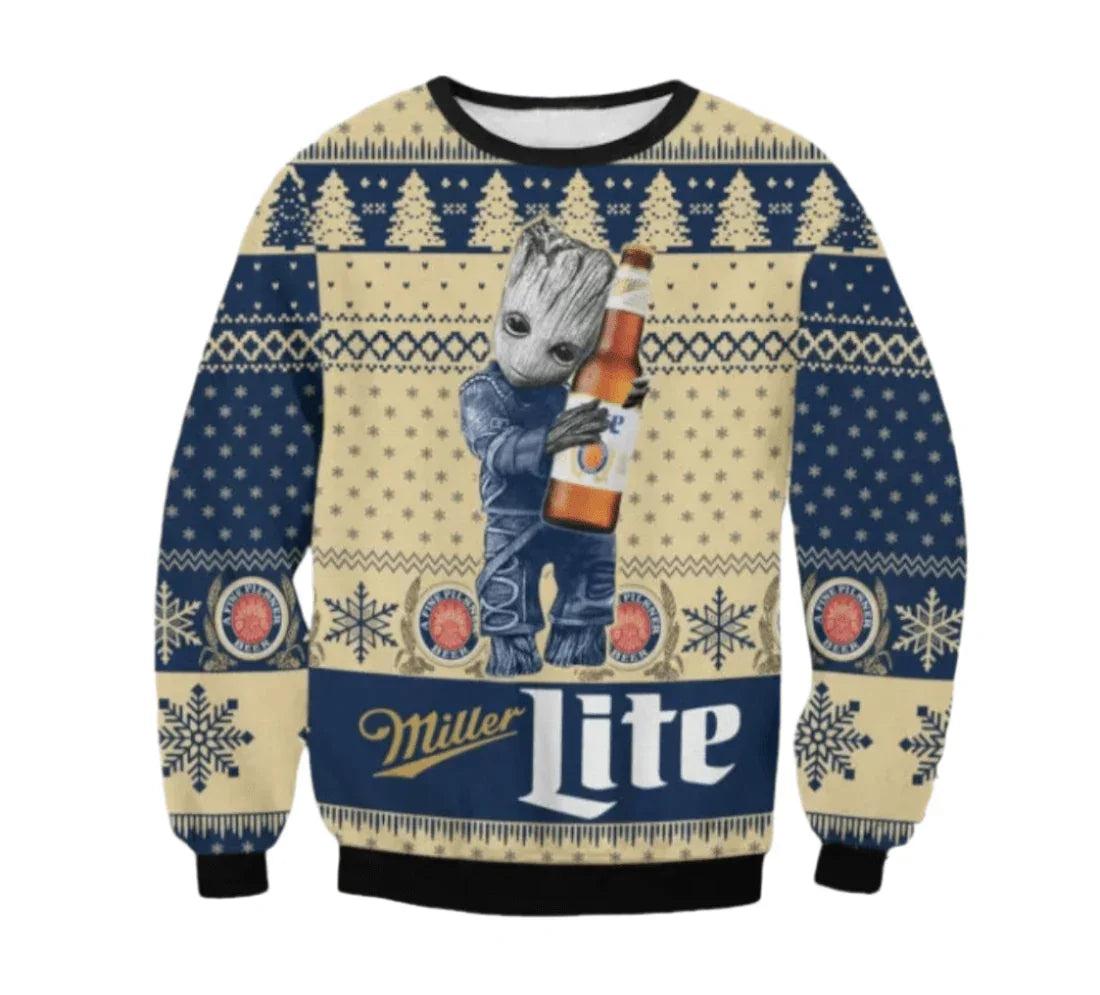 Miller Lite Is Groot Love Ugly Christmas Sweater