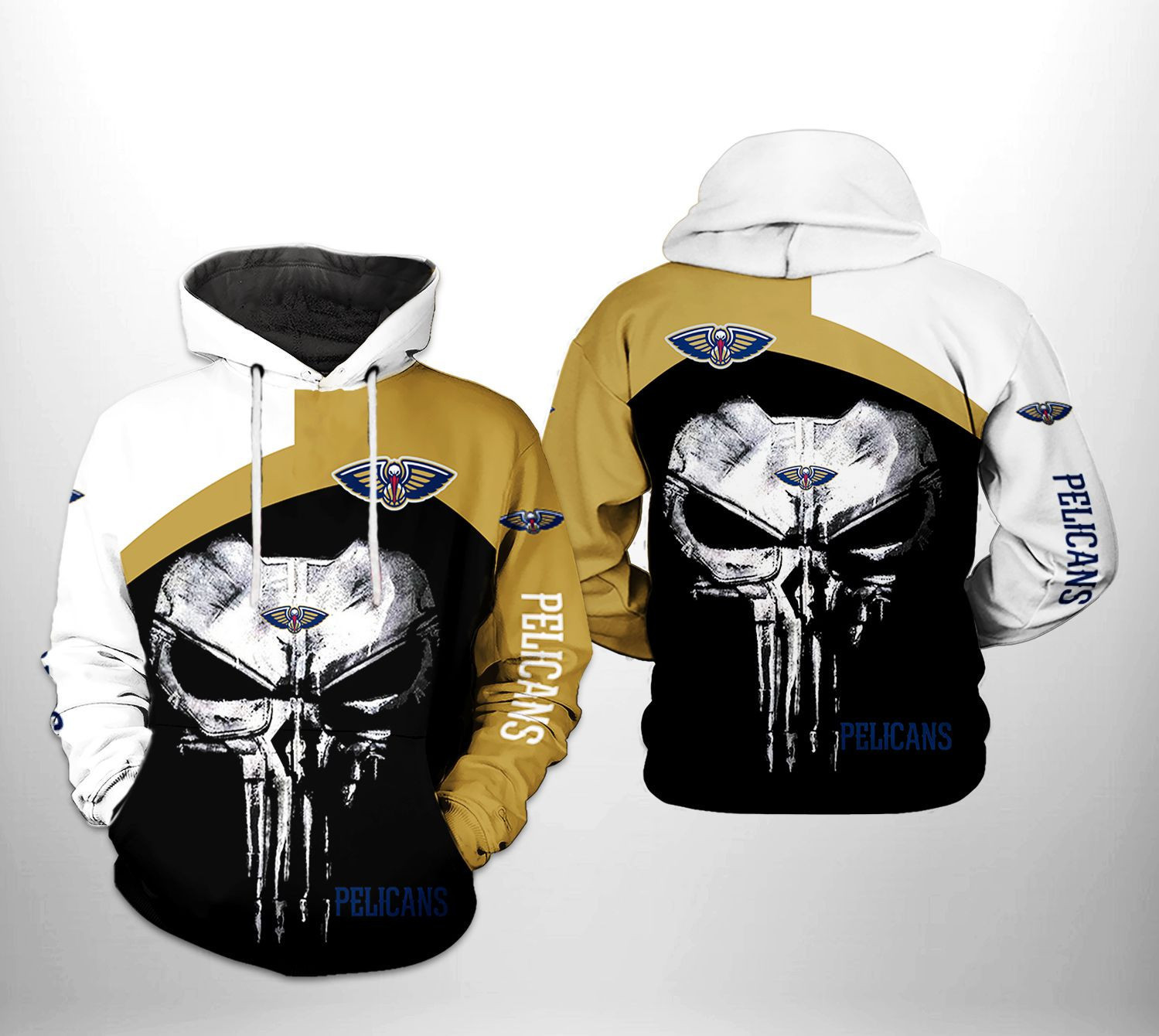 New Orleans Pelicans Skull Punisher Team 3D All Over Print Hoodie & Zip Hoodie