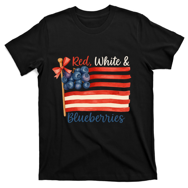 Red White  Blueberries American Flag T-Shirt