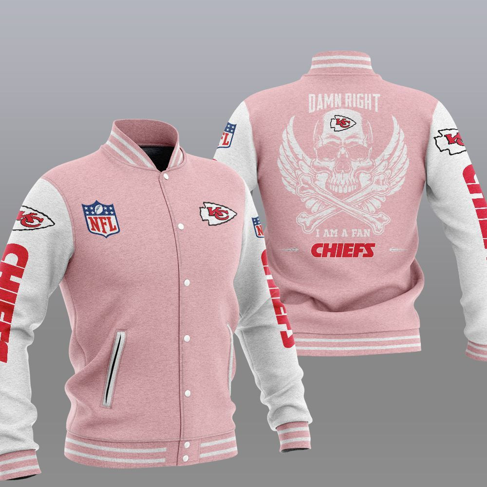 Kansas City Chiefs Pink Skull Baseball Jacket