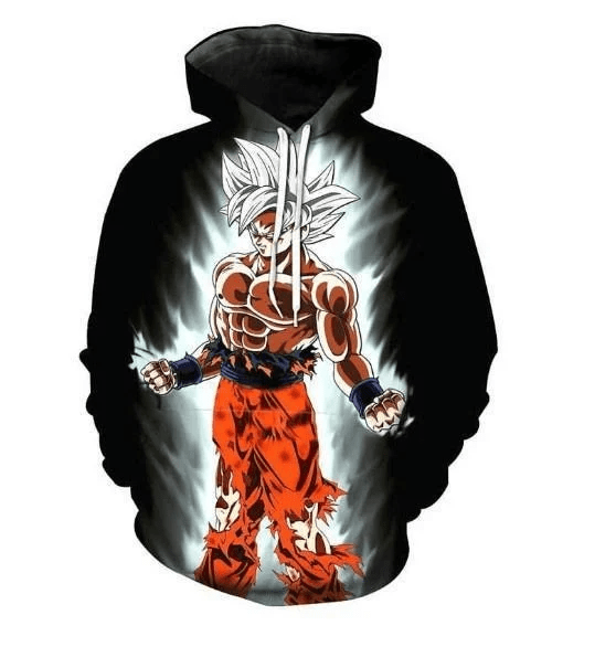 Goku Cartoon Dragon Ball Black Over Print 3d Hoodie Zip Hoodie