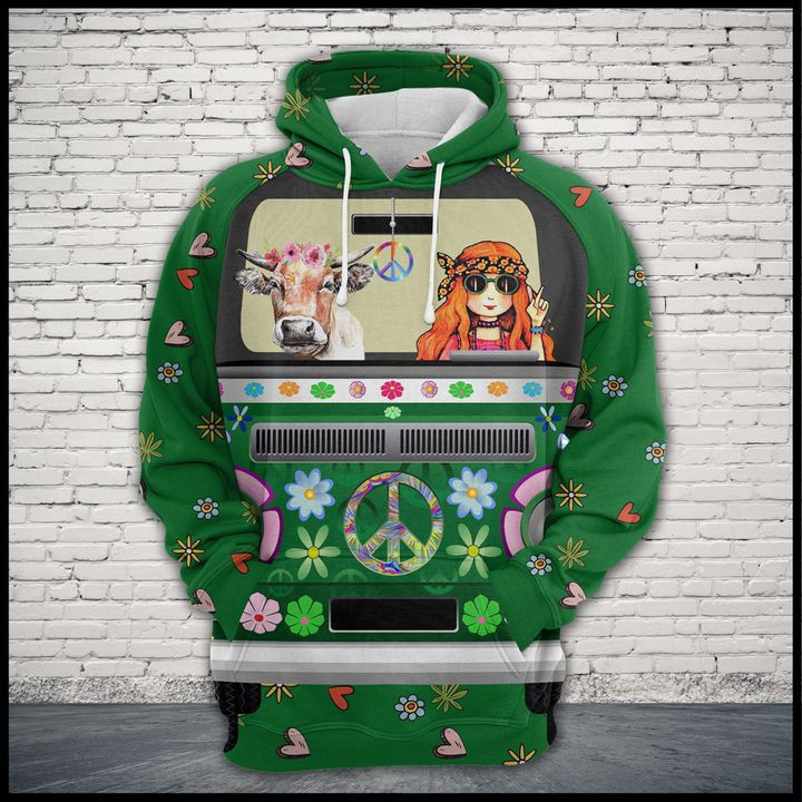 Cow Hippie Car 3D All Over Print Hoodie & Zip Hoodie