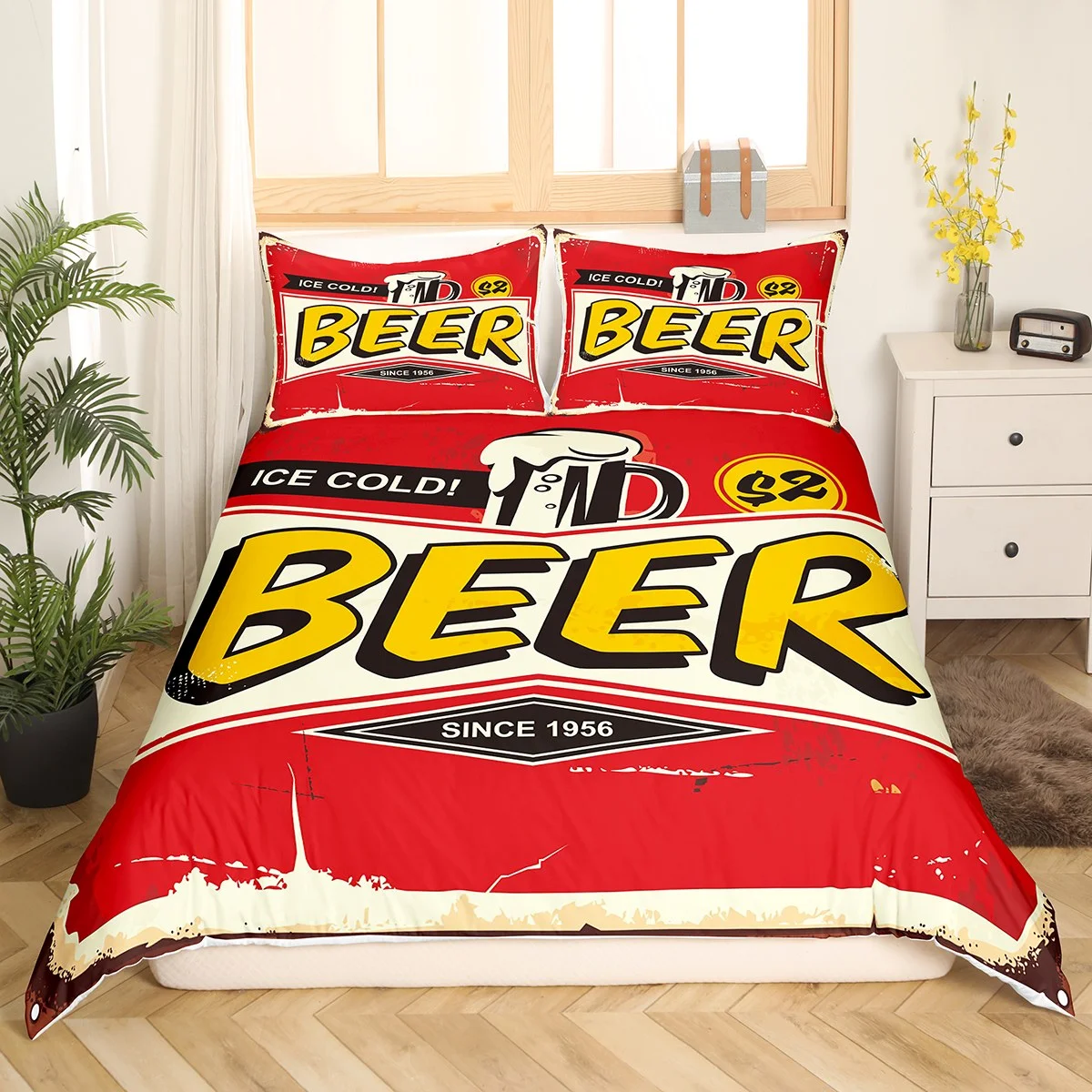 Beer Bedding Set Ice Cold Beer Drink Since 1956 Duvet Covers