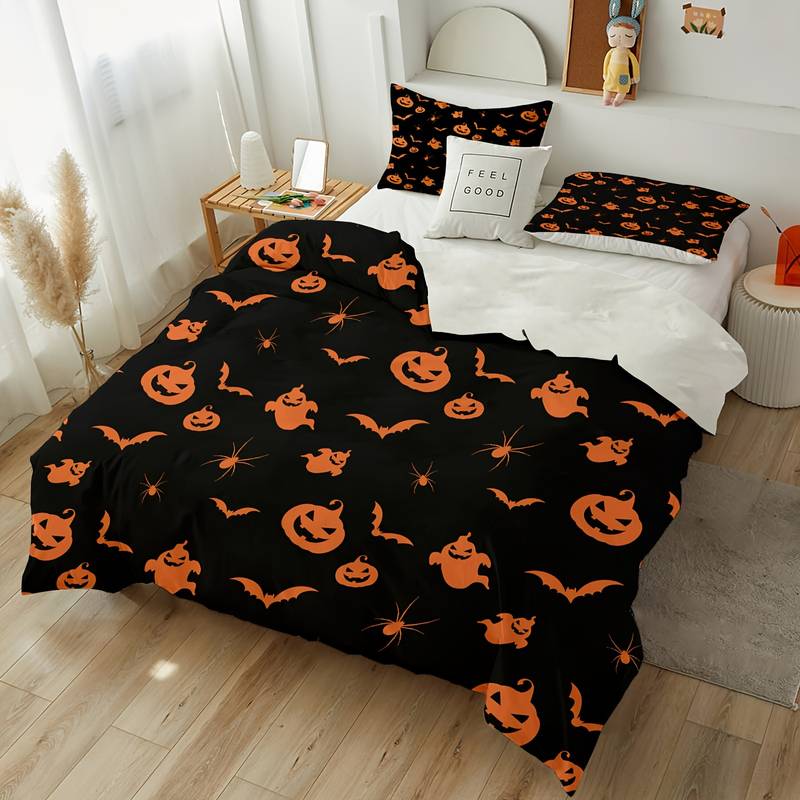 Halloween Bedding Set Pumpkin Ghost Bat Spider Duvet Covers