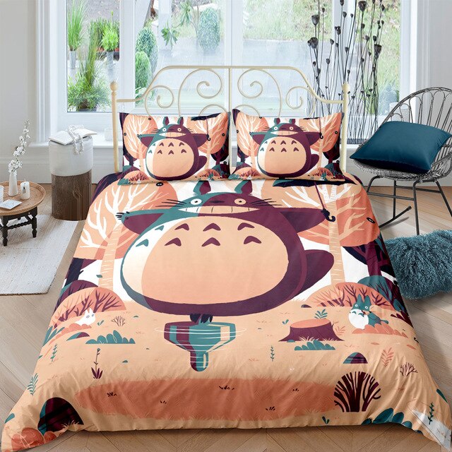 SGhibli Bedding Set Cute Totoro On Spinning Toy Duvet Covers