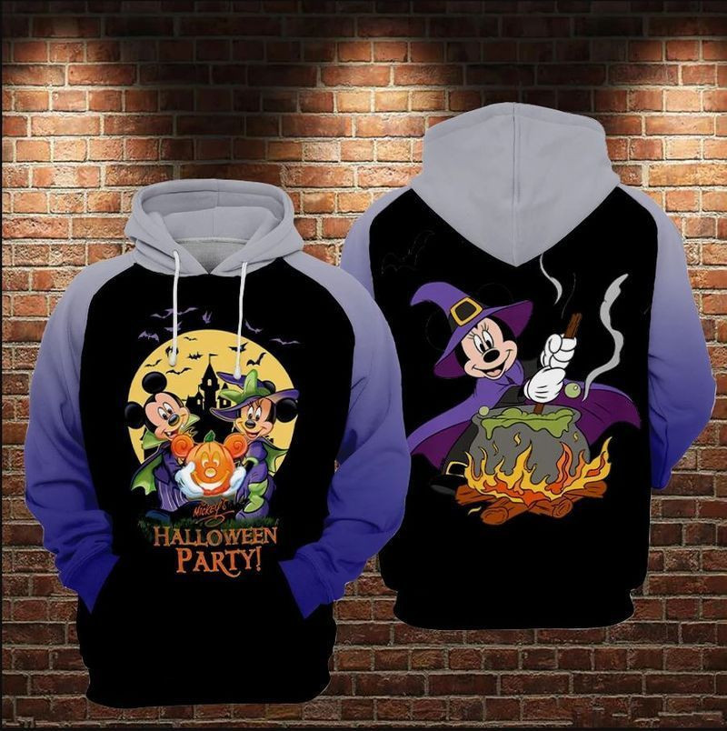 Mickey & Minnie Wizard Halloween Theme Over Print 3d Hoodie Zip Hoodie