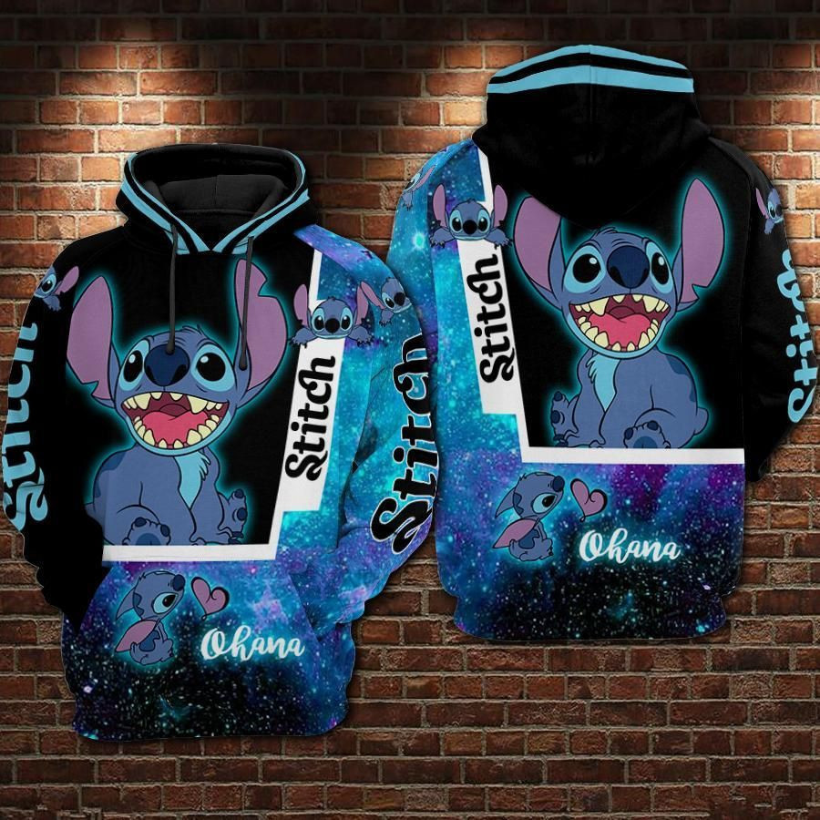 Ohana Cartoon Lilo And Stitch Over Print 3d Hoodie Zip Hoodie 1116