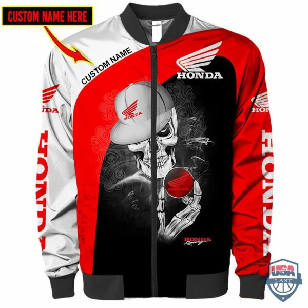 Honda Dead Skull Custom Name Bomber Jacket 71