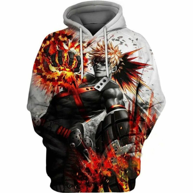 Bakugo Explosion My Hero Academia Over Print 3d Hoodie Zip Hoodie