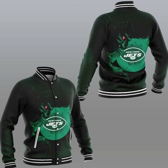 New York Jets Green Skull Baseball Jacket