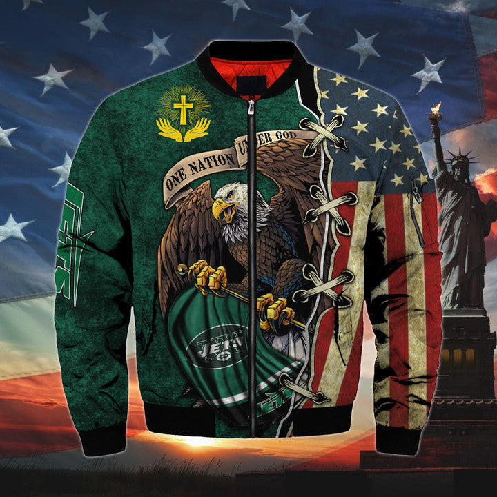 One Nation Under God New York Jets Bomber Jackets