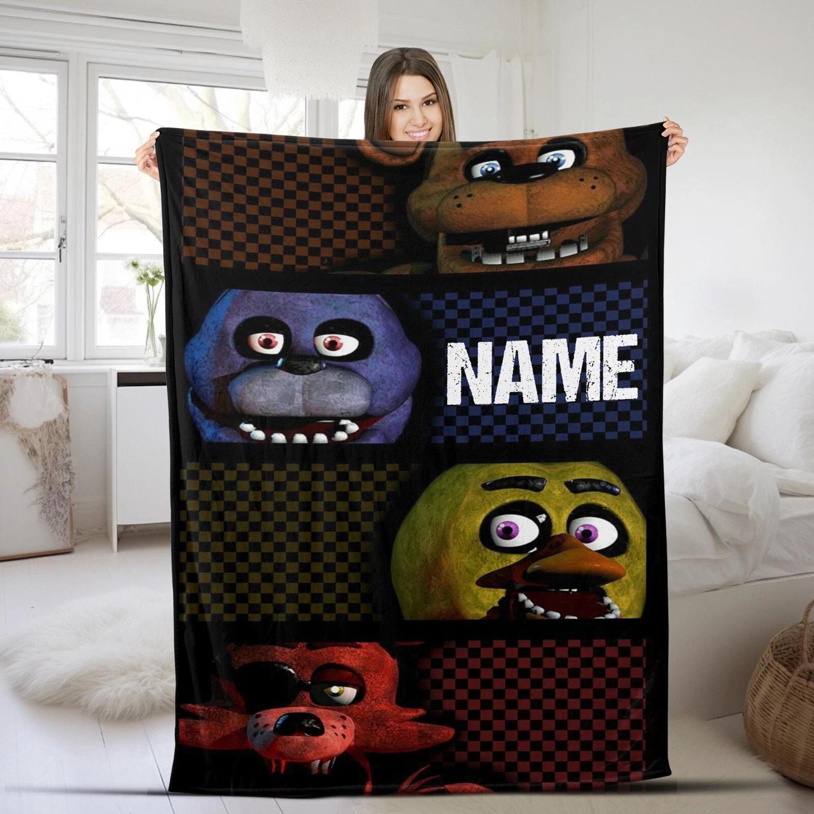 Custom Name Blanket Five Nights Freddy FNAF Tapestry Personalized Fleece Sherpa Blanket