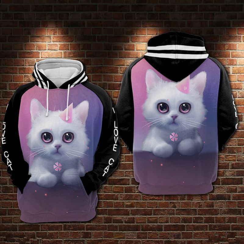 Kitten I Love Cat N Over Print 3d Hoodie Zip Hoodie