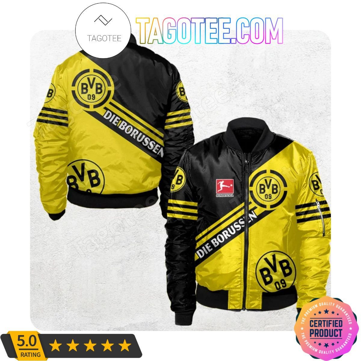 Borussia Dortmund Black Yellow Die Borussen Bomber Jacket