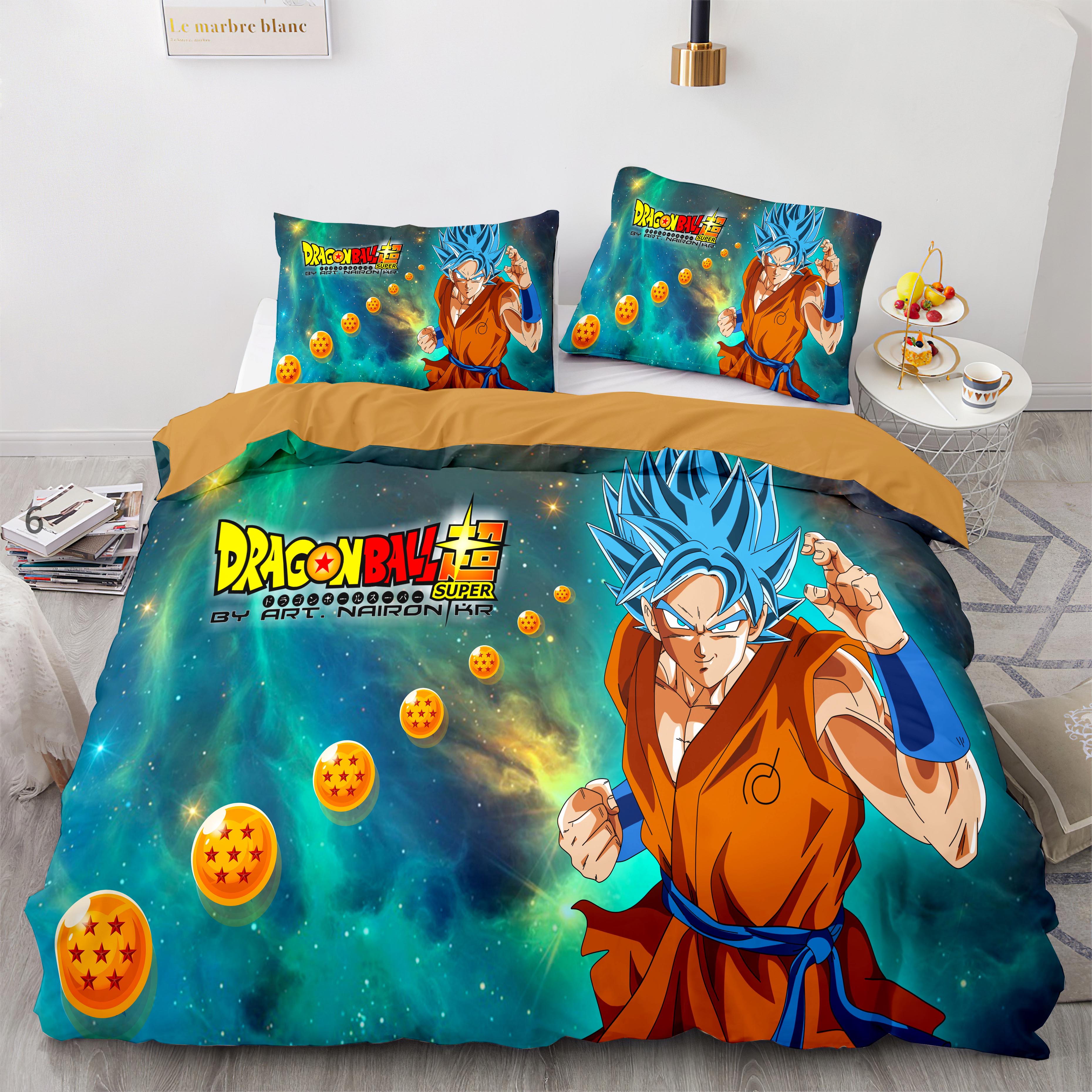 Dragon Ball Bedding Set Son Goku Dragon Balls Pattern Galaxy Duvet Covers