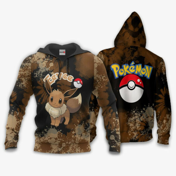 Eevee Anime Pokemon Tie Dye Style 1k747 Cartoon Graphic Outfits Aop 3d Hoodie, Zip Hoodie 764
