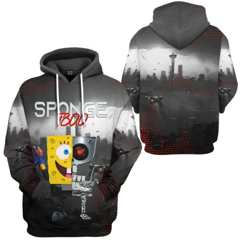 Spongebob Terminator T800 Grey 3d Hoodie Zip Hoodie
