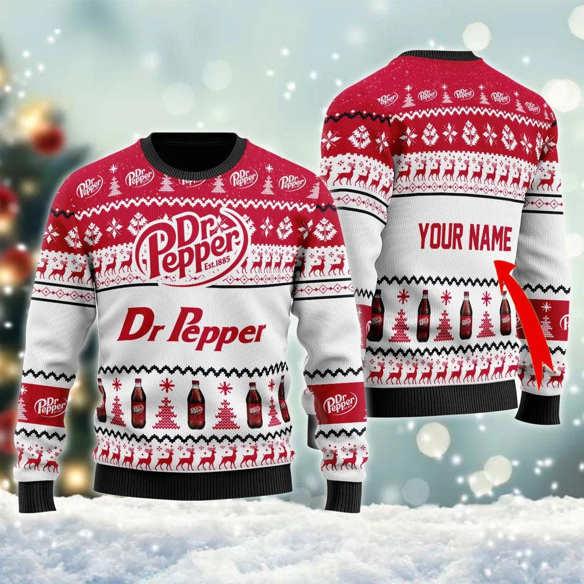 Personalized Dr Pepper Ugly Christmas Sweater