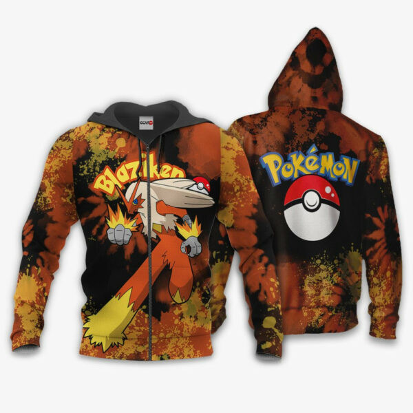 Blaziken Anime Pokemon Tie Dye Style 1k721 Cartoon Graphic Outfits Aop 3d Hoodie, Zip Hoodie 1752