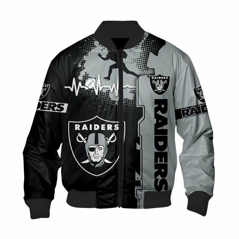Las Vegas Raiders Black Silver Bomber Jacket