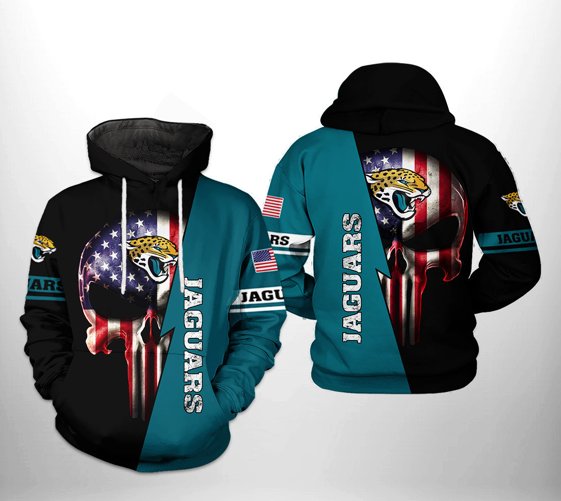 Jacksonville Jaguars US Flag Skull Team 3D All Over Print Hoodie & Zip Hoodie