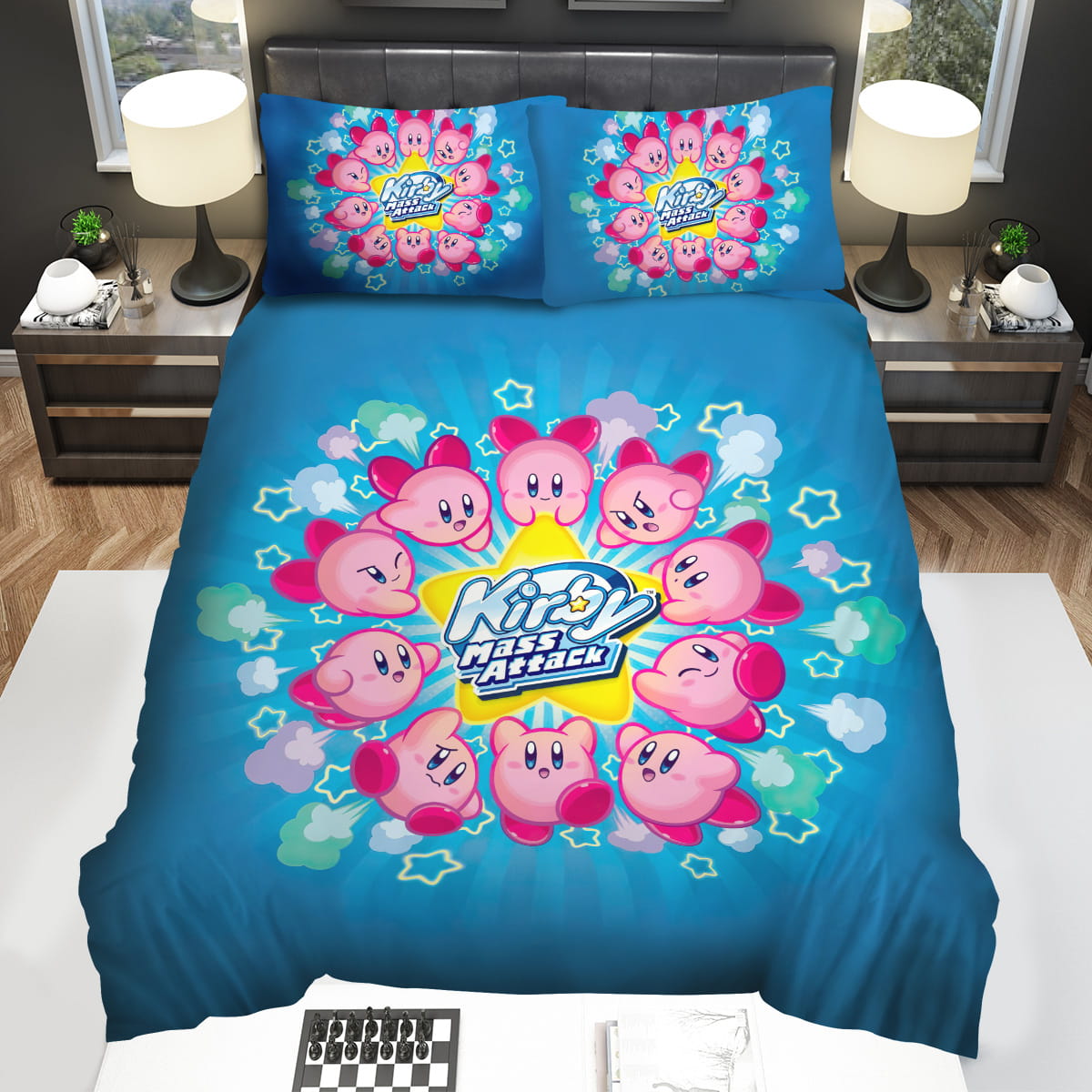 Kirby Bedding Set Kirby Mass Attack Star Pattern Duvet Covers