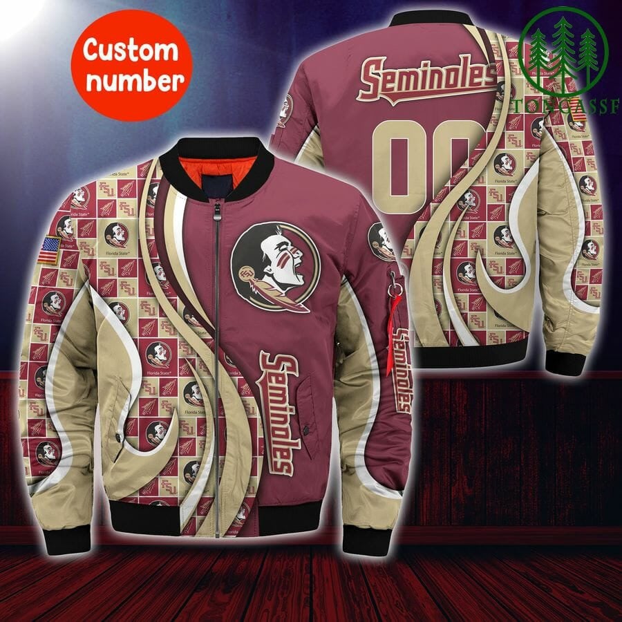 Florida State Seminoles Custom Number Gold Garnet Bomber Jacket