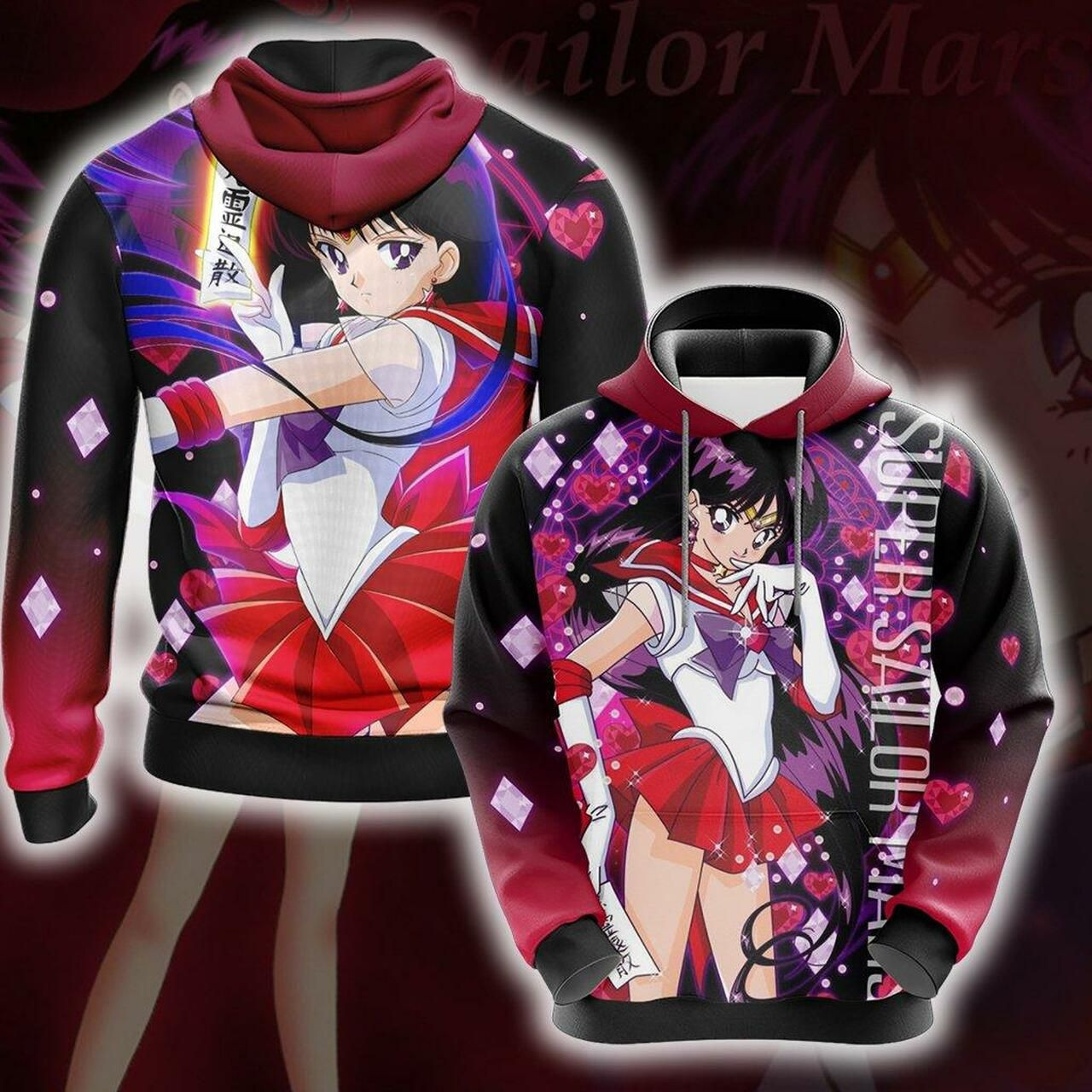 Sailor Moon – Sailor Mars 3D All Over Print Hoodie & Zip Hoodie