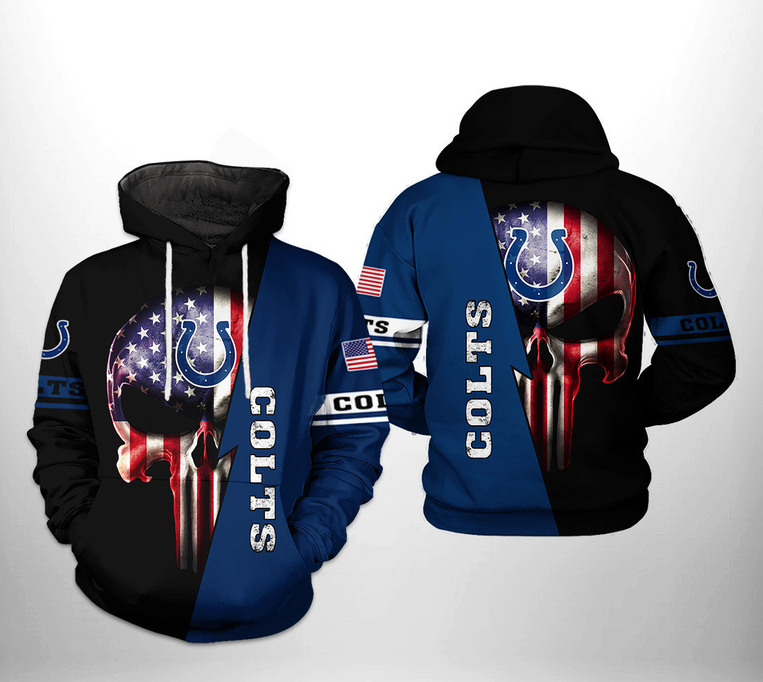 Indianapolis Colts US Flag Skull Team 3D All Over Print Hoodie & Zip Hoodie