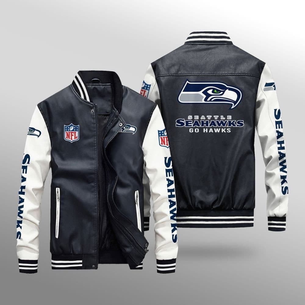 Seattle Seahawks Leather Bomber Jacket BG46