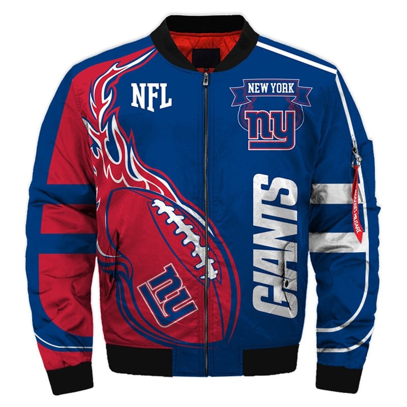 New York Giants Blue Red Bomber Jacket V3