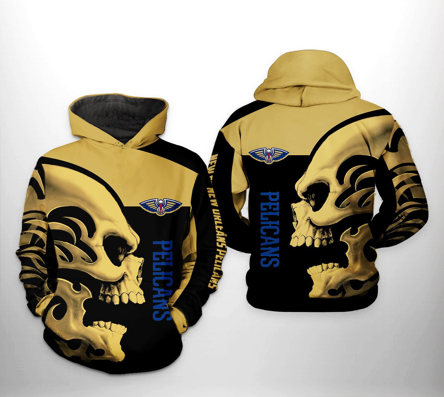 New Orleans Pelicans Skull Team 3D All Over Print Hoodie & Zip Hoodie